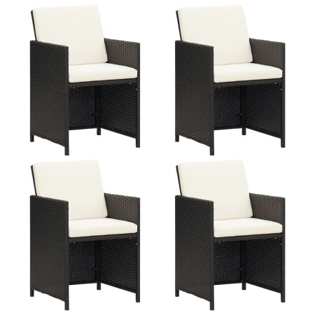 Garden chairs with cushions, 4 units, black synthetic rattan by , Garden chairs - Ref: Foro24-316802, Price: 166,99 €, Discou...