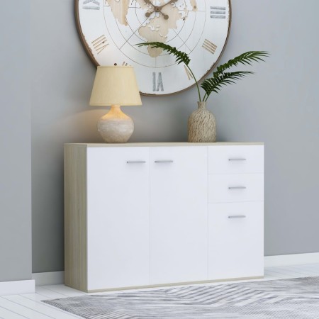 Sonoma oak white plywood sideboard 105x30x75 cm by , Sideboards - Ref: Foro24-800698, Price: 145,73 €, Discount: %