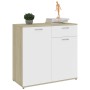 Aparador madera contrachapada blanco y roble Sonoma 80x36x75 cm de , Aparadores - Ref: Foro24-801837, Precio: 108,99 €, Descu...