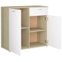 Aparador madera contrachapada blanco y roble Sonoma 80x36x75 cm de , Aparadores - Ref: Foro24-801837, Precio: 108,99 €, Descu...