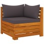 3-seater garden sofa with solid acacia wood cushions by , Garden sets - Ref: Foro24-3087313, Price: 403,99 €, Discount: %