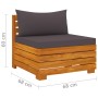 3-seater garden sofa with solid acacia wood cushions by , Garden sets - Ref: Foro24-3087313, Price: 403,99 €, Discount: %