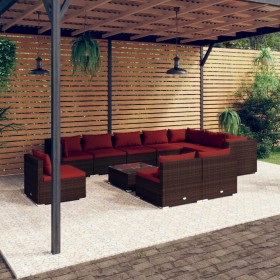 Garden furniture set 11 pieces and brown synthetic rattan cushions by , Garden sets - Ref: Foro24-3102603, Price: 1,00 €, Dis...