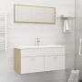 White engineered wood and Sonoma oak bathroom furniture set by , Bathroom furniture - Ref: Foro24-3070897, Price: 306,00 €, D...