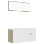 Set de muebles de baño madera ingeniería blanco y roble Sonoma de , Muebles de baño - Ref: Foro24-3070897, Precio: 306,00 €, ...