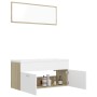 Set de muebles de baño madera ingeniería blanco y roble Sonoma de , Muebles de baño - Ref: Foro24-3070897, Precio: 306,00 €, ...