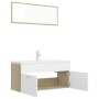 Set de muebles de baño madera ingeniería blanco y roble Sonoma de , Muebles de baño - Ref: Foro24-3070897, Precio: 306,00 €, ...