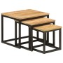 Stackable coffee tables 3 pieces solid mango wood and iron by , Side tables - Ref: Foro24-358569, Price: 88,99 €, Discount: %