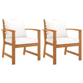 Garden chairs 2 pcs acacia wood with cream cushions by , Garden chairs - Ref: Foro24-318340, Price: 185,84 €, Discount: %