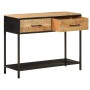 Solid mango wood and iron console table 100x35x76 cm by , Side tables - Ref: Foro24-358581, Price: 154,11 €, Discount: %