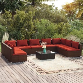 Garden furniture set 10 pieces and brown synthetic rattan cushions by , Garden sets - Ref: Foro24-3101915, Price: 935,99 €, D...