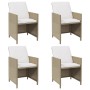 Garden chairs with cushions, 4 units, synthetic beige rattan by , Garden chairs - Ref: Foro24-316804, Price: 177,93 €, Discou...