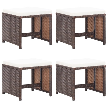 Garden stools 4 pieces with brown synthetic rattan cushions by , Garden chairs - Ref: Foro24-316806, Price: 84,77 €, Discount: %