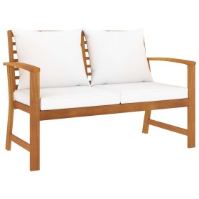 Banco de jardín con cojín crema madera maciza de acacia 120 cm de , Bancos de jardín - Ref: Foro24-318339, Precio: 164,99 €, ...