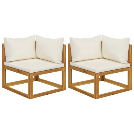 Modulare Ecksofas mit Kissen 2 Stück Akazienholz von , Modulare Sofas für den Außenbereich - Ref: Foro24-318552, Preis: 200,5...