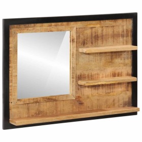 Solid mango wood and glass mirror with shelves 80x8x55 cm by , Mirrors - Ref: Foro24-358578, Price: 58,78 €, Discount: %