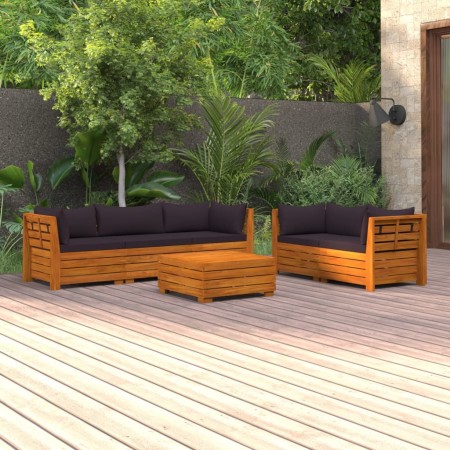 Muebles de jardín 6 piezas con cojines madera maciza de acacia de , Conjuntos de jardín - Ref: Foro24-3087315, Precio: 894,76...