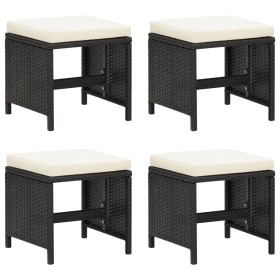 Garden stools 4 pieces with black synthetic rattan cushions by , Garden chairs - Ref: Foro24-316805, Price: 90,13 €, Discount: %