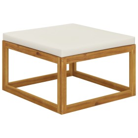 Footstool with cream white cushion solid acacia wood by , Modular outdoor sofas - Ref: Foro24-318558, Price: 71,67 €, Discoun...