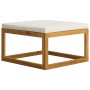 Reposapiés con cojín blanco crema madera maciza acacia de , Sofás modulares de exterior - Ref: Foro24-318558, Precio: 71,67 €...