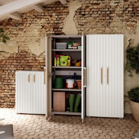 Keter Groove beige and sand low storage cabinet by , Lockers and storage cabinets - Ref: Foro24-445045, Price: 190,99 €, Disc...