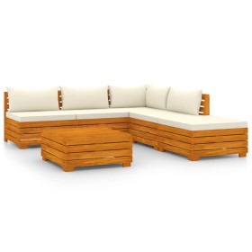 Muebles de jardín 6 piezas con cojines madera maciza de acacia de , Conjuntos de jardín - Ref: Foro24-3087300, Precio: 781,53...