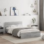 Sonoma gray bed frame with headboard 135x190 cm by , Beds and slatted bases - Ref: Foro24-3207509, Price: 165,43 €, Discount: %