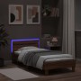 Estructura de cama cabecero luces LED roble marrón 100x200 cm de , Camas y somieres - Ref: Foro24-838714, Precio: 117,27 €, D...