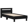 Estructura de cama con cabecero y luces LED negro 100x200 cm de , Camas y somieres - Ref: Foro24-838709, Precio: 117,44 €, De...