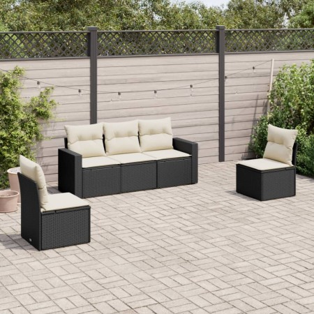 5-teiliges Gartenmöbel-Set und Kissen aus synthetischem Rattan schwarz von , Modulare Sofas für den Außenbereich - Ref: Foro2...