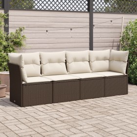 Garden sofa set 4 pieces with brown synthetic rattan cushions by , Garden sets - Ref: Foro24-3217233, Price: 254,99 €, Discou...