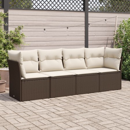 Garden sofa set 4 pieces with brown synthetic rattan cushions by , Garden sets - Ref: Foro24-3217233, Price: 268,64 €, Discou...