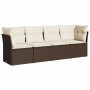 Garden sofa set 4 pieces with brown synthetic rattan cushions by , Garden sets - Ref: Foro24-3217233, Price: 268,64 €, Discou...