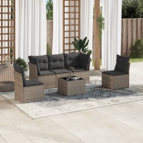 6-piece garden furniture set with gray synthetic rattan cushions by , Garden sets - Ref: Foro24-3217360, Price: 389,87 €, Dis...