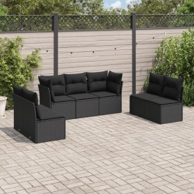 7-teiliges Garten-Essset und schwarze Kissen aus synthetischem Rattan von , Gartensets - Ref: Foro24-3217405, Preis: 393,10 €...