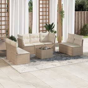 Gartensofa-Set mit beigen Kissen 8 Stück PE-Rattan von , Gartensets - Ref: Foro24-3217418, Preis: 570,14 €, Rabatt: %