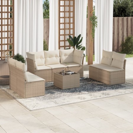 Gartensofa-Set mit beigen Kissen 8 Stück PE-Rattan von , Gartensets - Ref: Foro24-3217418, Preis: 565,99 €, Rabatt: %