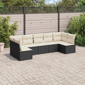 7-teiliges Garten-Esszimmerset und Kissen synthetisches Rattan schwarz von , Gartensets - Ref: Foro24-3217426, Preis: 425,46 ...