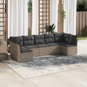 7-piece garden sofa set with gray PE rattan cushions by , Garden sets - Ref: Foro24-3217430, Price: 430,29 €, Discount: %