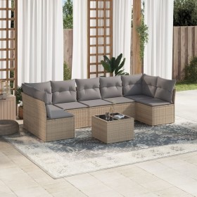 Garden sofa set with beige cushions, 8 pieces, PE rattan. by , Garden sets - Ref: Foro24-3217439, Price: 490,55 €, Discount: %