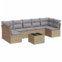 Garden sofa set with beige cushions, 8 pieces, PE rattan. by , Garden sets - Ref: Foro24-3217439, Price: 513,99 €, Discount: %