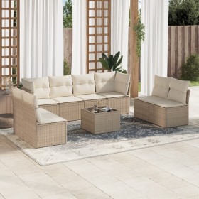 Set de sofás de jardín 9 pzas con cojines ratán sintético beige de , Conjuntos de jardín - Ref: Foro24-3217458, Precio: 670,9...