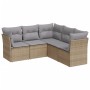 Gartensofa-Set mit Kissen, 5-teilig, beiges synthetisches Rattan von , Gartensets - Ref: Foro24-3217619, Preis: 331,72 €, Rab...