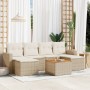 7-teiliges Gartensofa-Set und beigefarbene synthetische Rattankissen von , Modulare Sofas für den Außenbereich - Ref: Foro24-...