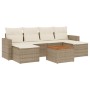 Set sofás de jardín 7 piezas y cojines ratán sintético beige de , Sofás modulares de exterior - Ref: Foro24-3224245, Precio: ...