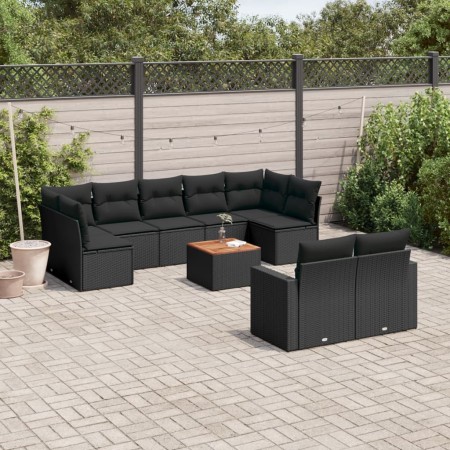 Set Gartensofas 10 Stück Kissen synthetisches Rattan schwarz von , Modulare Sofas für den Außenbereich - Ref: Foro24-3224270,...