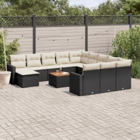 Garden sofa and cushion set 13 pieces black synthetic rattan by , Modular outdoor sofas - Ref: Foro24-3224425, Price: 832,99 ...