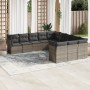 Garden sofa set 11 pieces and gray synthetic rattan cushions by , Garden sets - Ref: Foro24-3218410, Price: 685,51 €, Discoun...