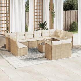 Garden sofa set with cushions 13 pieces beige synthetic rattan by , Garden sets - Ref: Foro24-3218438, Price: 999,16 €, Disco...