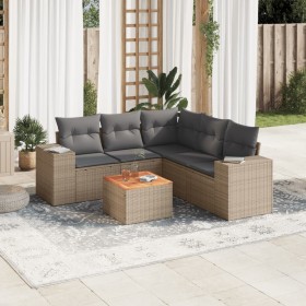 Gartensofa-Set mit Kissen, 6-teilig, beiges synthetisches Rattan von , Gartensets - Ref: Foro24-3257774, Preis: 528,29 €, Rab...